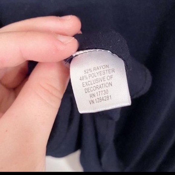 CONVERSE Navy Blue Bat Wing Scoop Neck Short Sleeve Crochet Lace Blouse - Picture 5 of 5